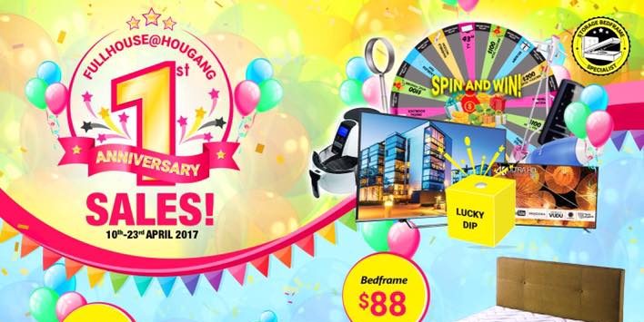 Fullhouse Home Furnishings Singapore Hougang Outlets 1st Anniversary Promotion 10-23 Apr 2017