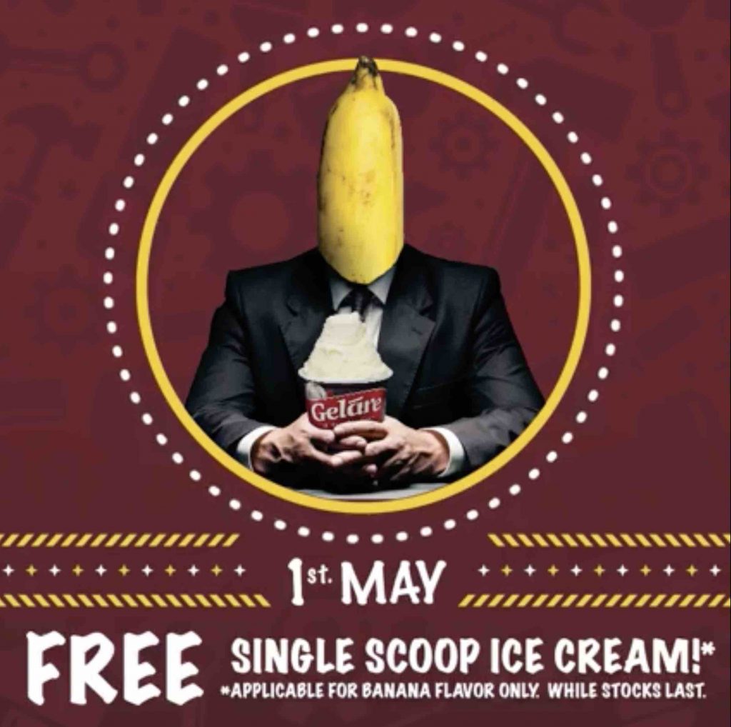 Geláre Singapore FREE Single Scoop of Banana Ice Cream Promotion 1 May 2017 | Why Not Deals