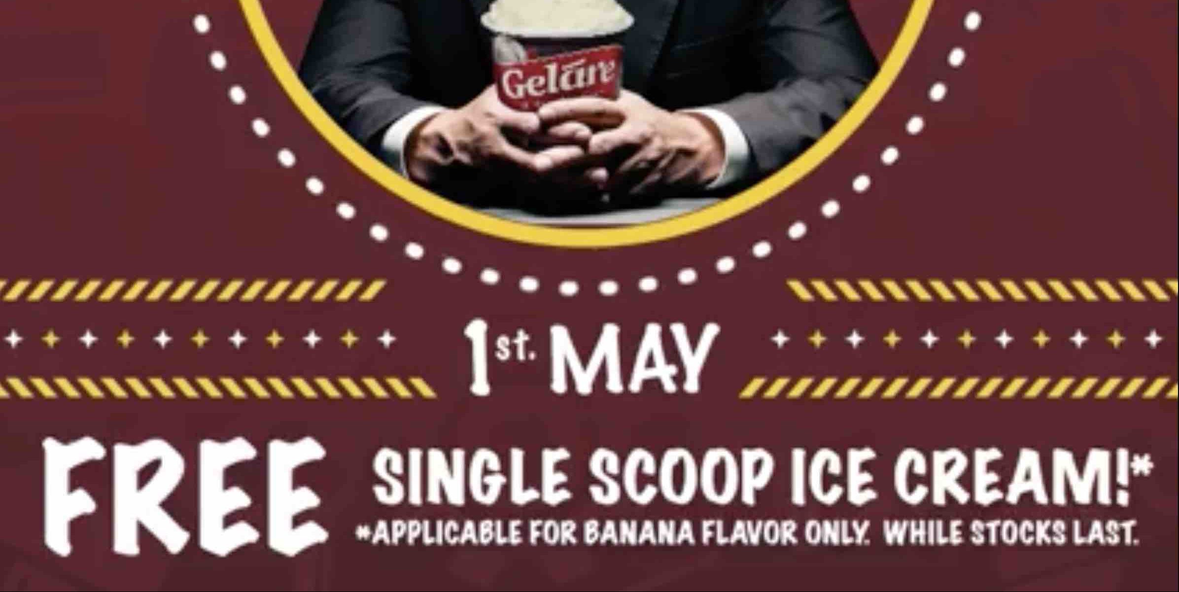 Geláre Singapore FREE Single Scoop of Banana Ice Cream Promotion 1 May 2017