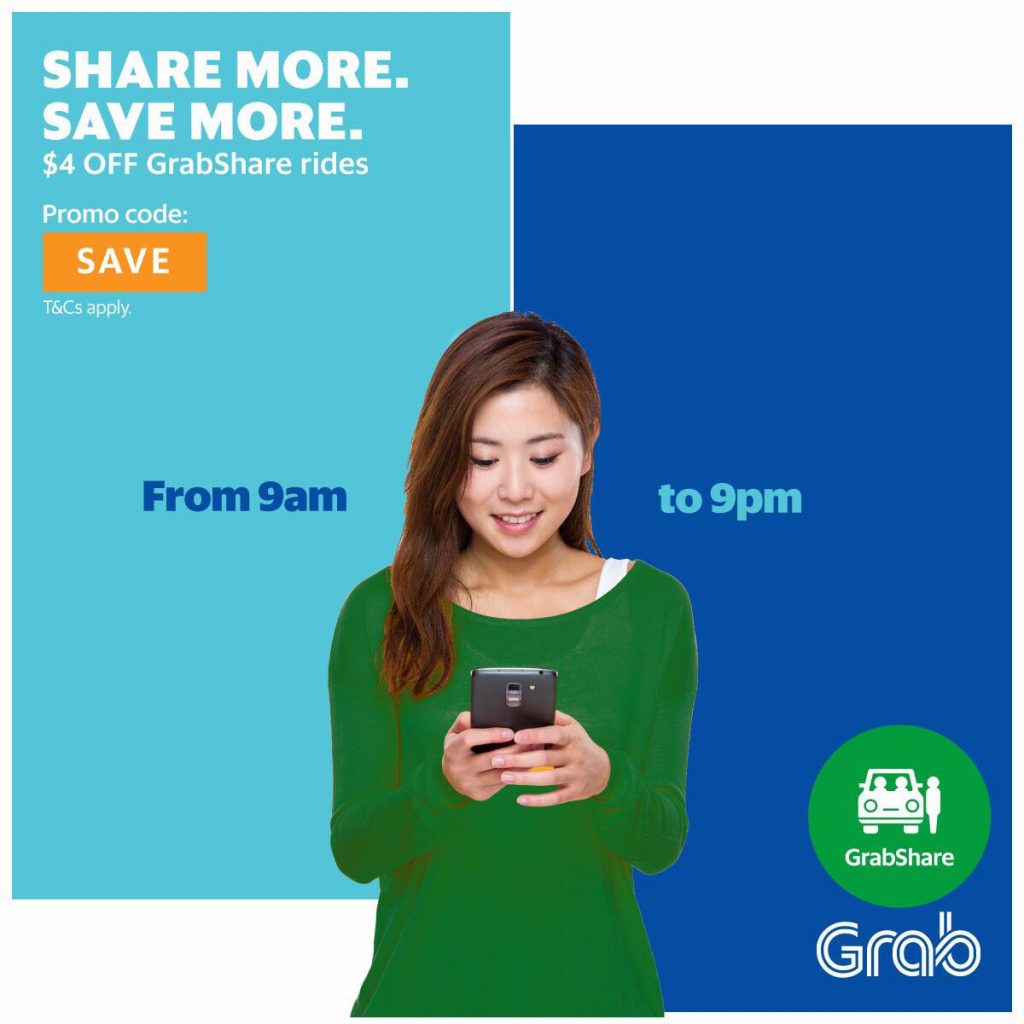 Grab Singapore $4 Off GrabShare by Paying with GrabPay Promotion 8-14 Apr 2017 | Why Not Deals