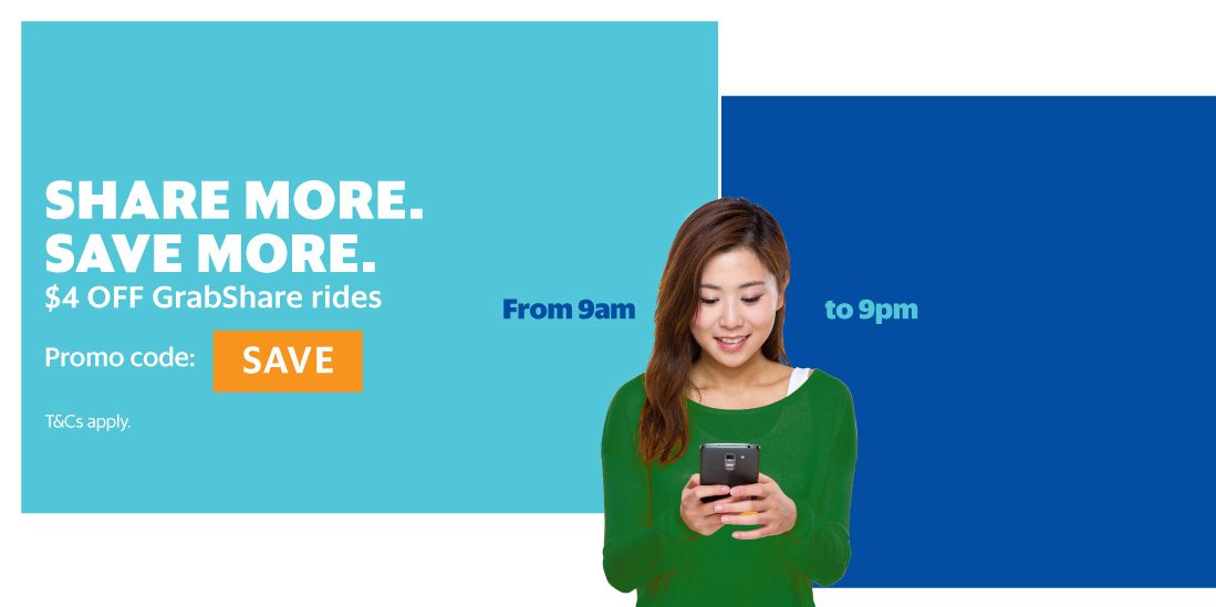 Grab Singapore $4 Off GrabShare by Paying with GrabPay Promotion 8-14 Apr 2017
