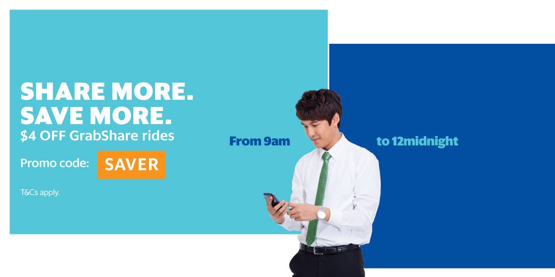 Grab Singapore Enjoy $4 Off GrabShare Rides Promotion 15-21 Apr 2017