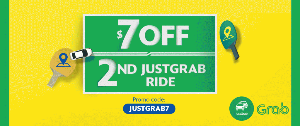 Grab Singapore Enjoy $7 Off 2nd JustGrab Ride Promotion 24-29 Apr 2017 | Why Not Deals