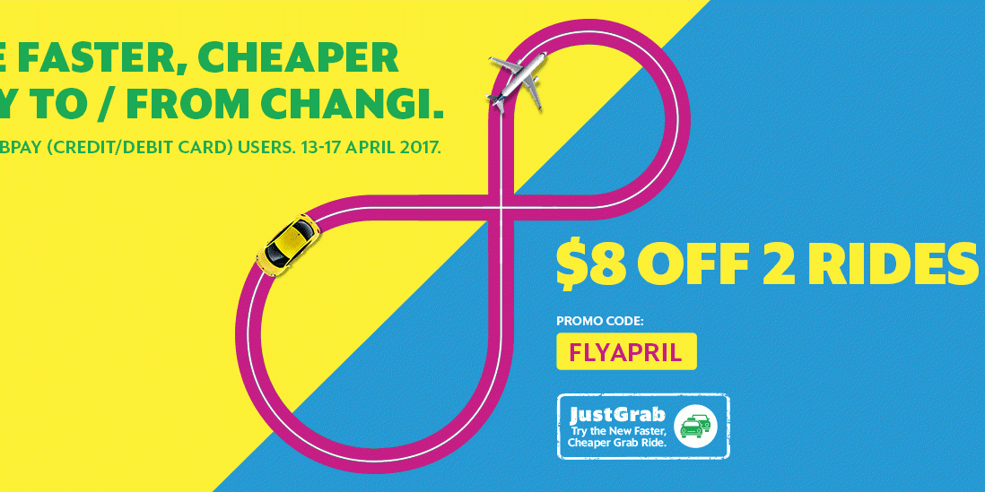 Grab Singapore Enjoy $8 Off 2 Rides to and fro Changi Airport Promotion 13-17 Apr 2017