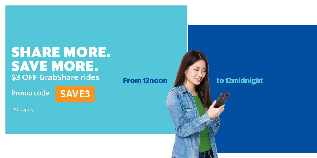 Grab Singapore Get $3 Off GrabShare Rides Promotion 29 Apr – 5 May 2017
