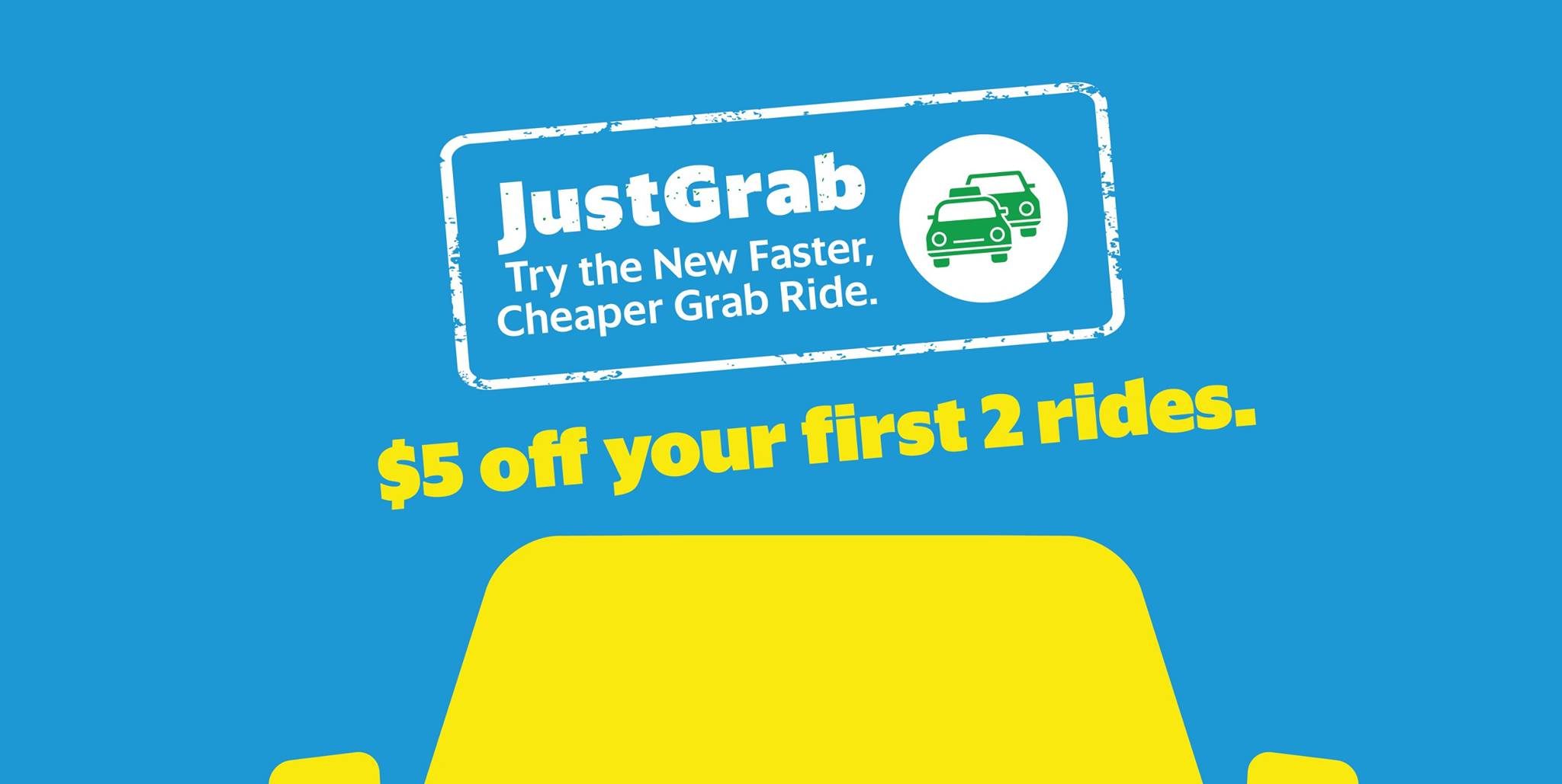 Grab Singapore JustGrab $5 Off First 2 Rides Promotion ends 16 Apr 2017