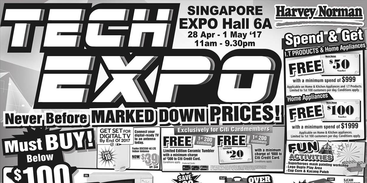 Harvey Norman Singapore Tech Expo 2017 Up to 50% Off Promotion 28 Apr – 1 May 2017