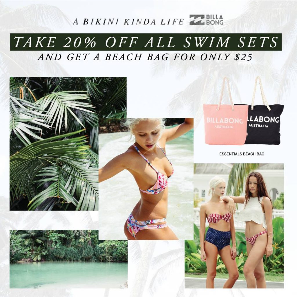 Isetan Singapore Billabong Up to 20% Off Swim Sets/One Piece Promotion ends 30 Apr 2017 | Why Not Deals