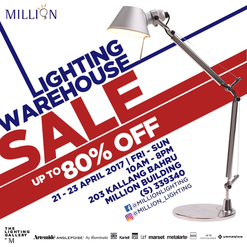 Million Lighting Singapore Lighting Warehouse Sale Up to 80% Off Promotion 21-23 Apr 2017 | Why Not Deals