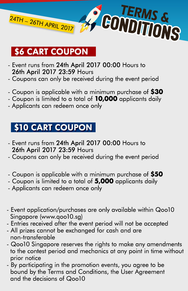 Qoo10 Singapore Rocket Shopping Festival Redeem Coupons Promotion 17-30 Apr 2017 | Why Not Deals