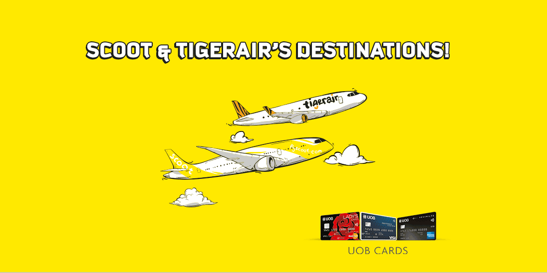 Scoot Singapore 20% Off 58 Scoot & Tigerair’s Destinations with UOB Promotion 7-10 Apr 2017