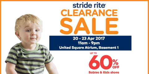 Stride Rite Atrium Clearance Sale at United Square Kids Bazaar Up to 60% Off Promotion 20-23 Apr 2017