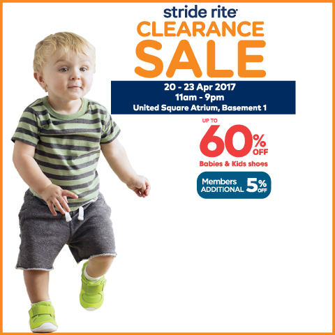 Stride Rite Atrium Clearance Sale at United Square Kids Bazaar Up to 60% Off Promotion 20-23 Apr 2017 | Why Not Deals