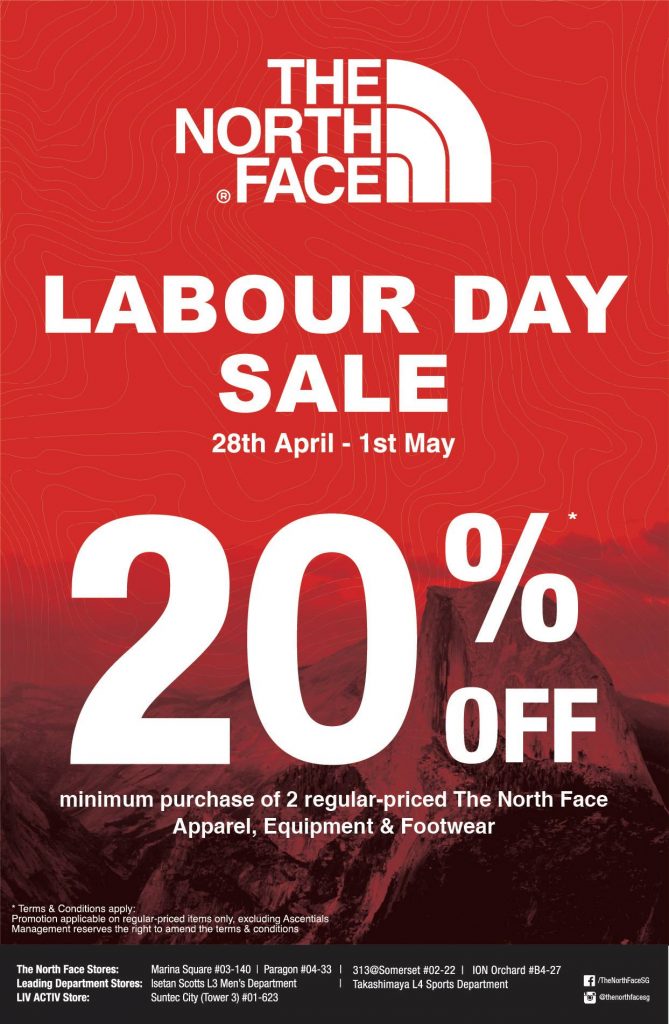 The North Face Singapore Labour Day Sale Up to 20% Off Promotion 28 Apr - 1 May 2017 | Why Not Deals