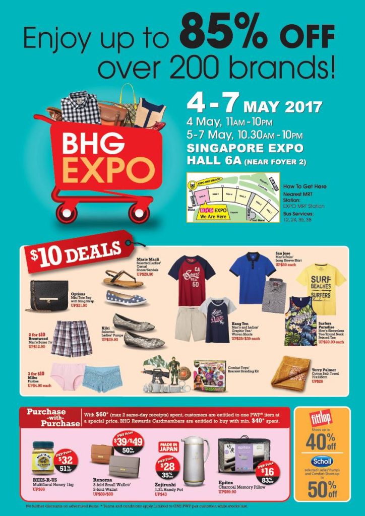 BHG Expo Singapore $10 Deals & Up to 85% Off Promotion 4-7 May 2017 | Why Not Deals