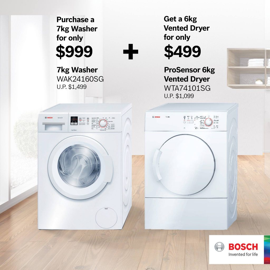 Bosch Singapore 50% Off Bosch 6kg Vented Dryer at COURTS Promotion 5-31 May 2017 | Why Not Deals