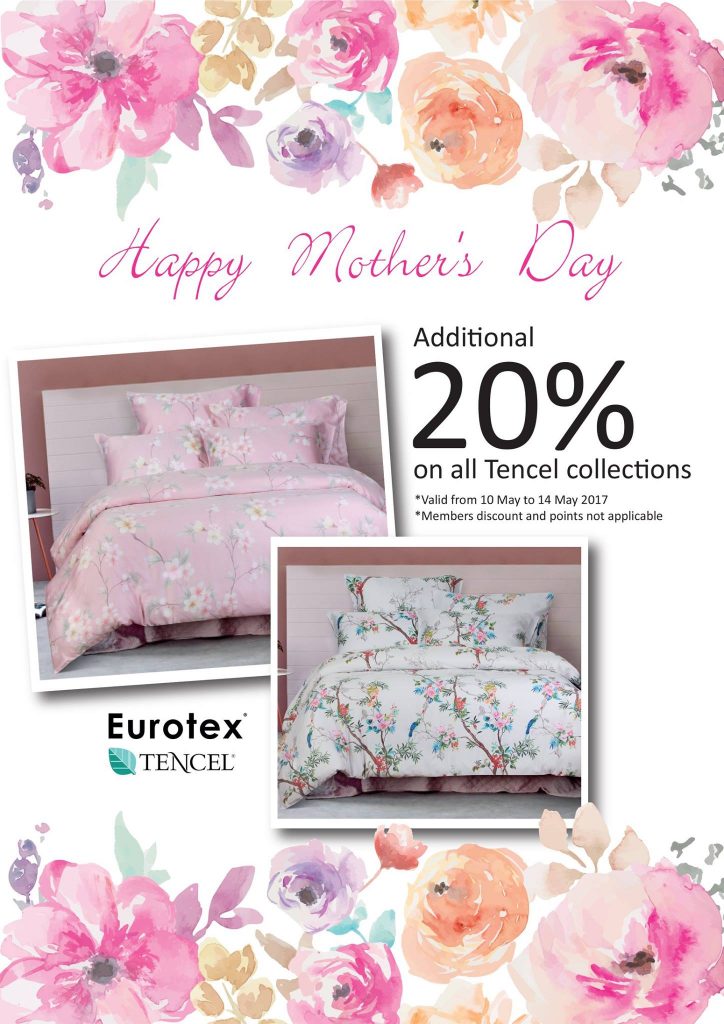 Eurotex Singapore Mother's Day Up to 20% Off Promotion 10-14 May 2017 | Why Not Deals