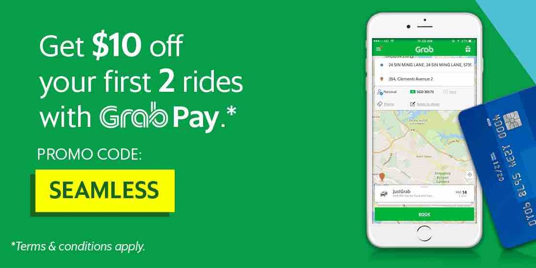 Grab Singapore $10 Off 1st 2 Rides with GrabPay SEAMLESS Promo Code ends 31 May 2017