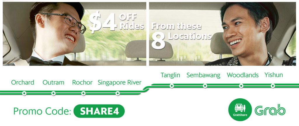 Grab Singapore $4 Off GrabShare Rides All Day Long SHARE4 Promo Code 17-23 May 2017 | Why Not Deals