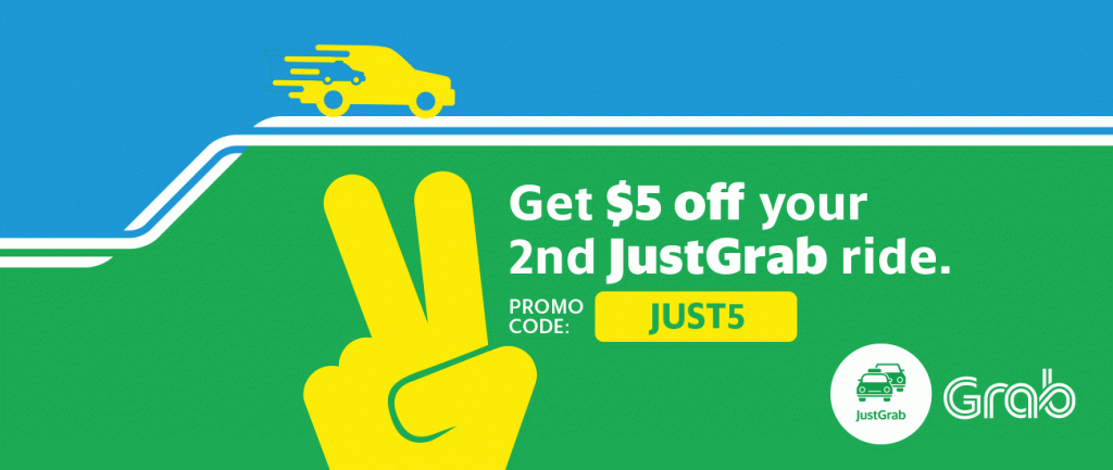 Grab Singapore $5 Off 2nd JustGrab Ride JUST5 Promo Code 8-14 May 2017 | Why Not Deals 2