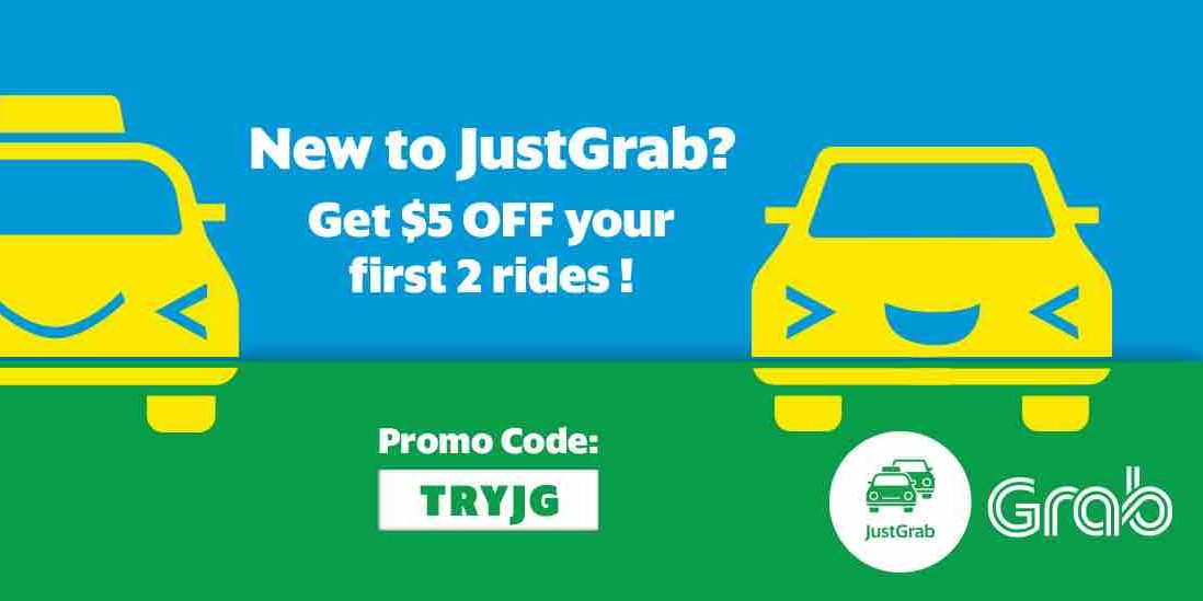 Grab Singapore Newbies Get $5 Off 1st 2 Rides TRYJG Promo Code ends 31 May 2017