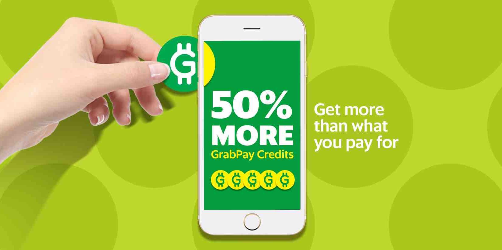 Grab Singapore Top-up GrabPay Credits & Get 50% More Promotion 19-26 May 2017