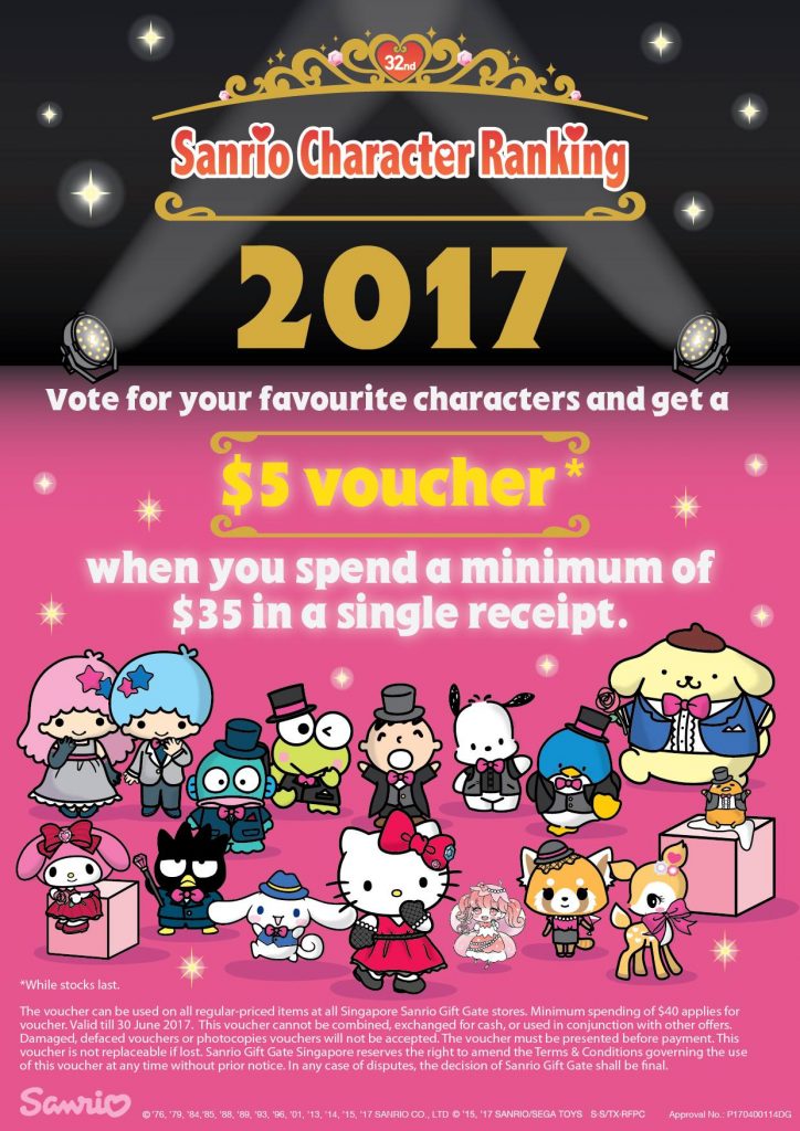 Isetan Singapore Sanrio Character Vote & Receive $5 Voucher Promotion 10-31 May 2017 | Why Not Deals