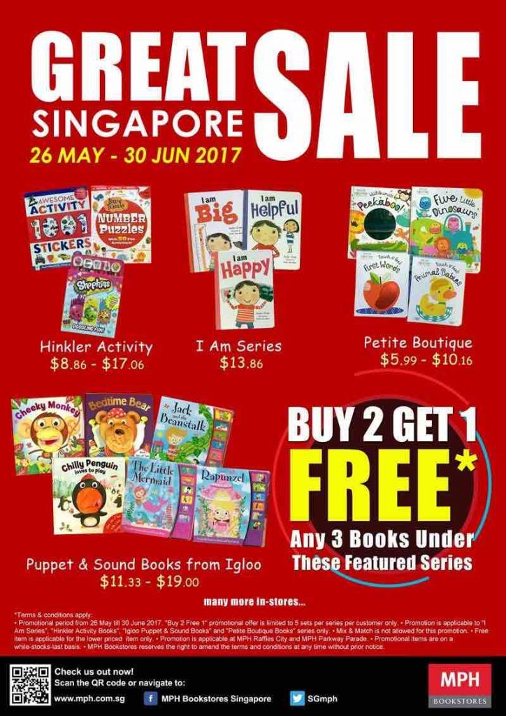 MPH Bookstores Great Singapore Sale Buy 2 Get 1 FREE Promotion 26 May - 30 Jun 2017 | Why Not Deals
