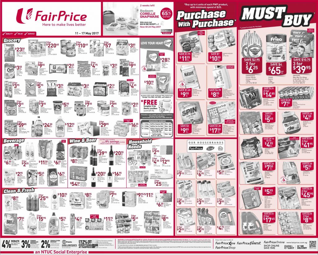 NTUC FairPrice Singapore Your Weekly Saver & Must Buy Promotions 11-17 May 2017 | Why Not Deals
