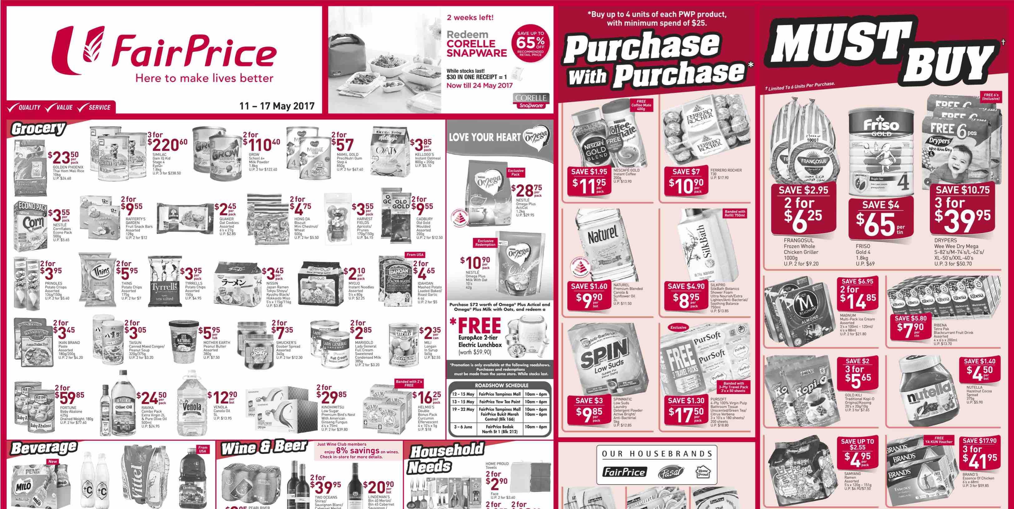 NTUC FairPrice Singapore Your Weekly Saver & Must Buy Promotions 11-17 May 2017