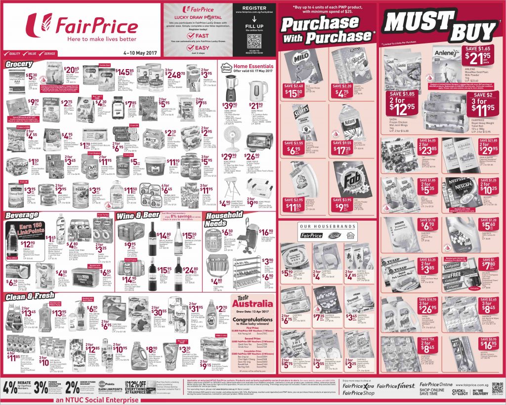 NTUC FairPrice Singapore Your Weekly Saver Promotion 4-10 May 2017 | Why Not Deals