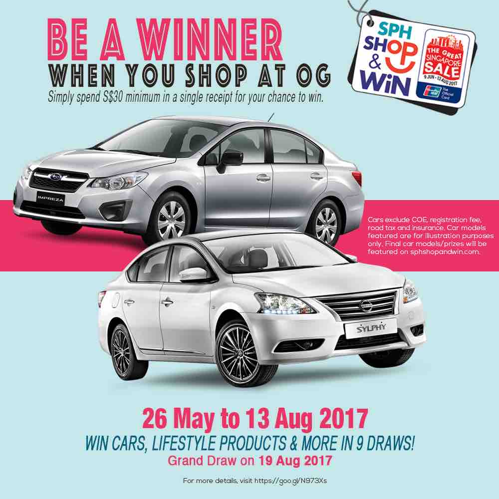 OG Singapore Spend S$30 in a Single Receipt Shop & Win Contest 26 May - 13 Aug 2017 | Why Not Deals
