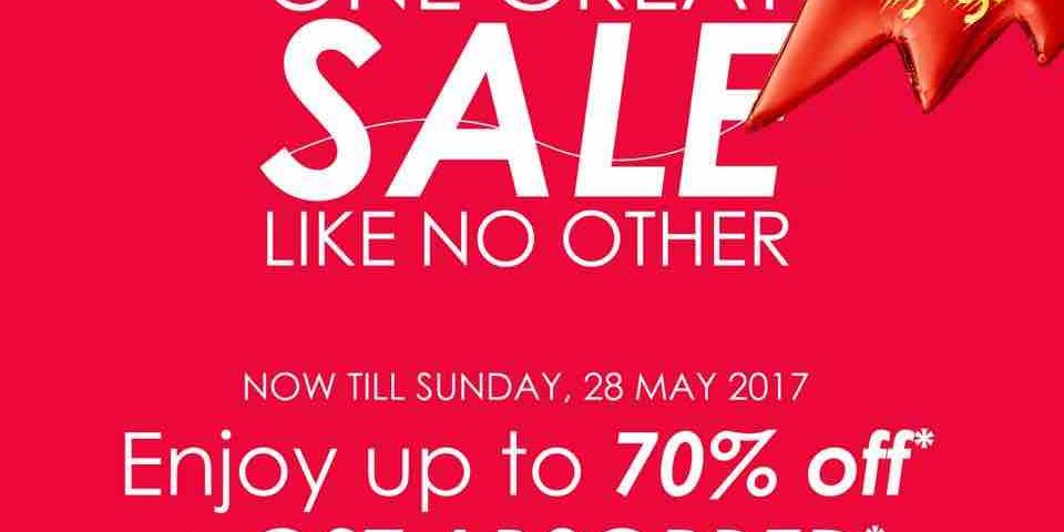 Robinsons Great Singapore Sale Up to 70% Off & GST Absorbed Promotion ends 28 May 2017