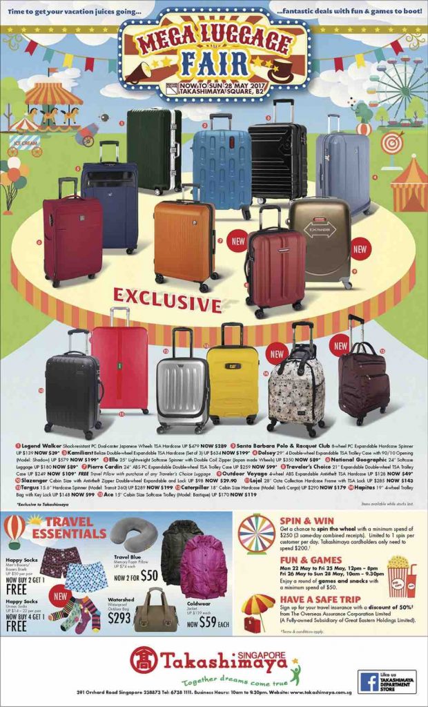 Takashimaya Singapore Mega Luggage Fair Promotion 10-28 May 2017 | Why Not Deals