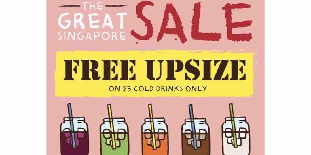 Tuk Tuk Cha Great Singapore Sale FREE Upsize on $3 Drinks Promotion ends 16 Jul 2017