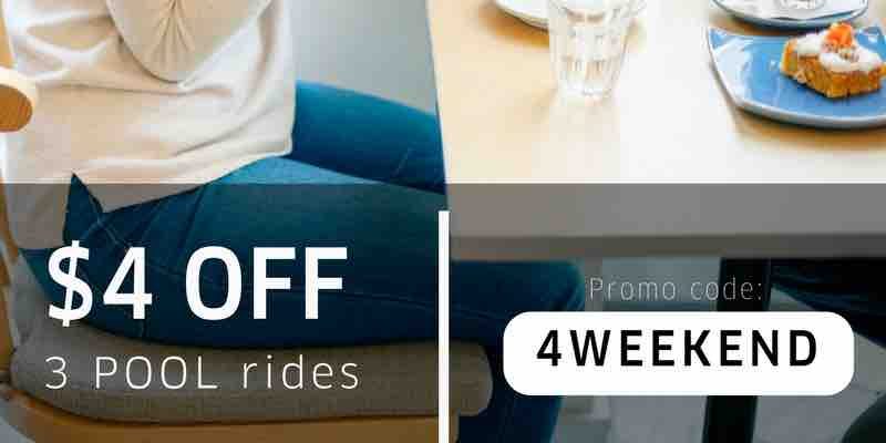 Uber Singapore $4 Off 3 uberPOOL Rides 4WEEKEND Promo Code ends 21 May 2017