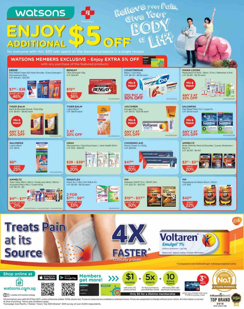 Watsons Singapore MIX & MATCH Enjoy 2nd Buy at 50% Off Promotion ends 31 May 2017 | Why Not Deals 1