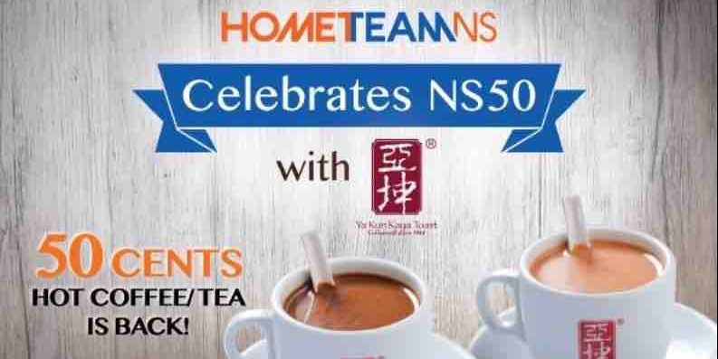 Ya Kun Singapore HomeTeamNS NS50 with 50 Cents Coffee/Tea Promotion 12-19 May 2017