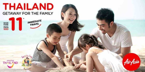 AirAsia Singapore Thailand Getaway for the Family From SGD 11 Promotion ends 2 Jul 2017