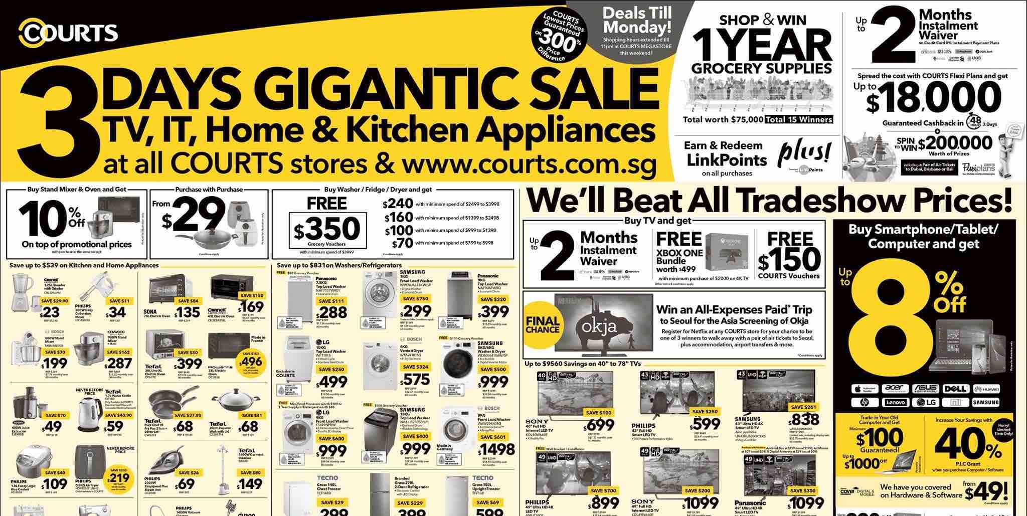 COURTS SG 3 Days Gigantic Sale That Beats All Tradeshow Prices Promotion 3-5 Jun 2017