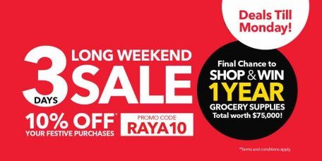 COURTS Singapore Long Weekend 3 Days Sale 10% Off RAYA10 Promo Code 24-26 Jun 2017
