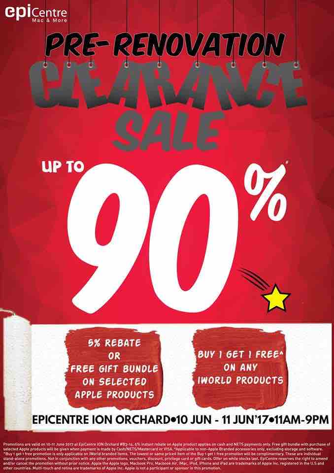 EpiCentre Singapore Pre-Renovation Clearance Sale Up to 90% Off Promotion 10-11 Jun 2017 | Why Not Deals