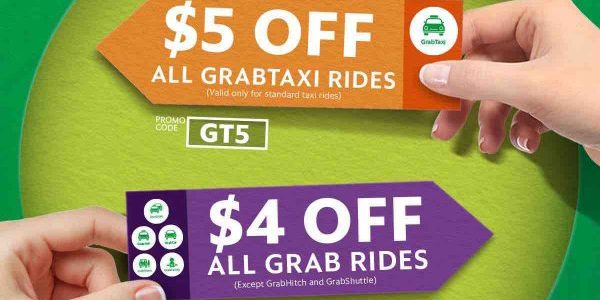 Grab SG $5 Off GrabTaxi Rides GT5 & $4 Off Grab Rides ALL4 Promo Codes 12-18 Jun 2017