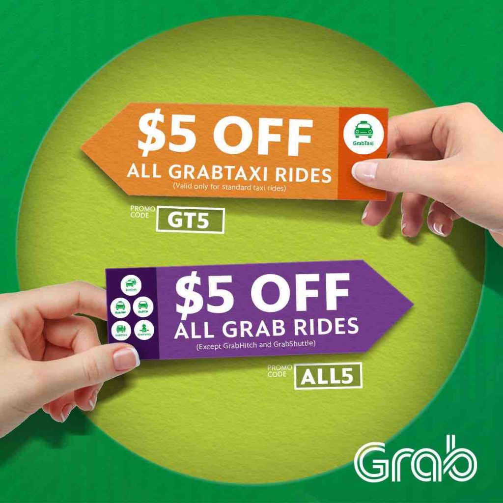 Grab Singapore $5 Off GrabTaxi GT5 & $5 Off All Grab Rides ALL5 Promo Codes 19-26 Jun 2017 | Why Not Deals