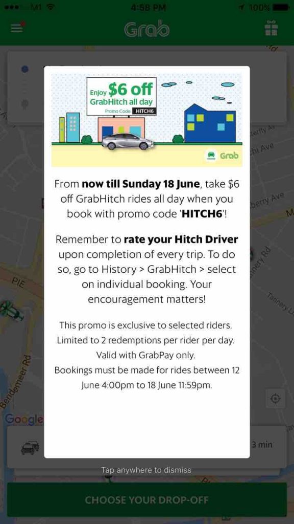 Grab Singapore $6 Off GrabHitch Rides All Day HITCH6 Promo Code 12-18 Jun 2017 | Why Not Deals