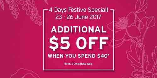 Guardian Singapore 4 Days Festive Special 3For2 & $5 Off with FIVEOFF Promo Code 23-26 Jun 2017
