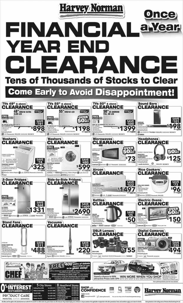 Harvey Norman Singapore Financial Year End Clearance Sale Promotion 10-16 Jun 2017 | Why Not Deals