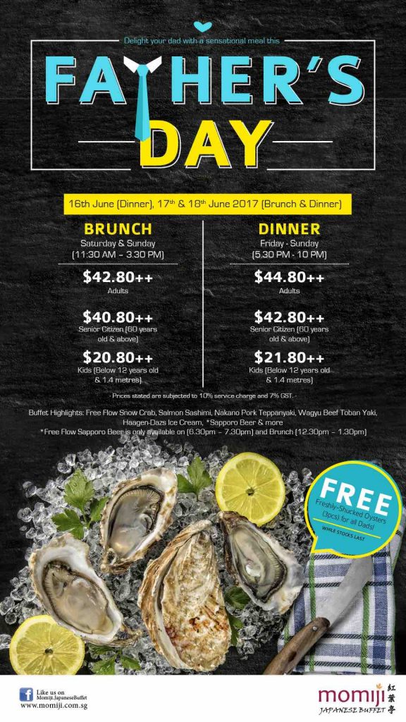 Momiji Japanese Buffet SG FREE Shucked Oysters Father's Day Promotion 16-18 Jun 2017 | Why Not Deals
