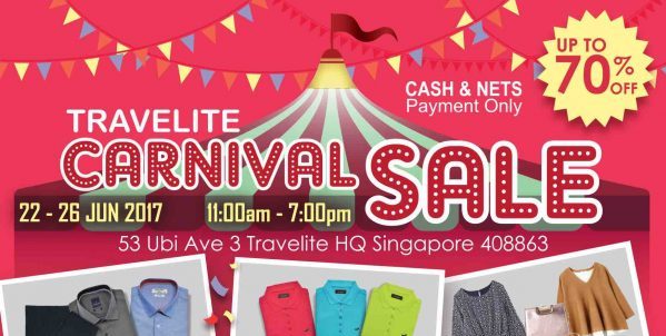 Travelite Singapore First Ever Carnival Sale Up to 70% Off Promotion 22-26 Jun 2017
