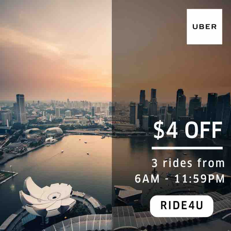 Uber Singapore $4 Off 3 uberX or uberPOOL Rides RIDE4U Promo Code 16-18 Jun 2017 | Why Not Deals